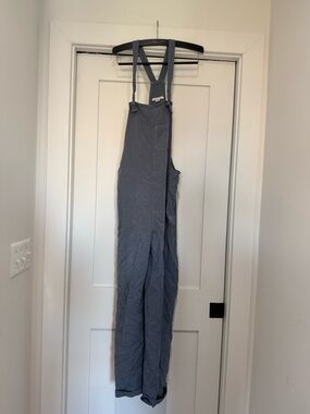 Women's Blue-Gray Utility Overalls - Casual Jumpsuit